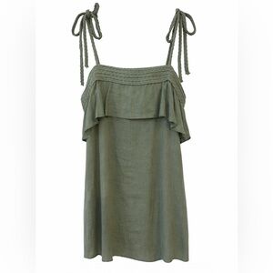 Indikah Green Linen Midi Dress